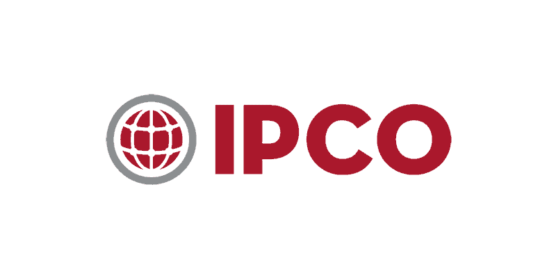 IPCO logo in grey and burgundy